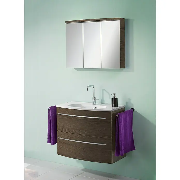 Camargue Swing Waschtischunterschrank - 59,2 x 44,1 x 63 cm, Eiche Maron, Matt - Stimmungsaufnahme