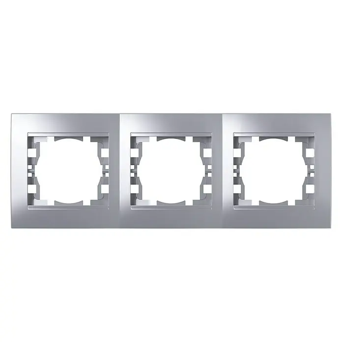Voltomat DEA 100 Abdeckrahmen - Alu/Silber, 3-fach, Kunststoff, Unterputz, Waagerecht - Vorderansicht