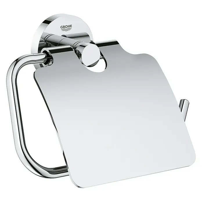 Grohe Essentials Toilettenpapierhalter - Mit Deckel, Chrom, Glänzend - Vorderansicht