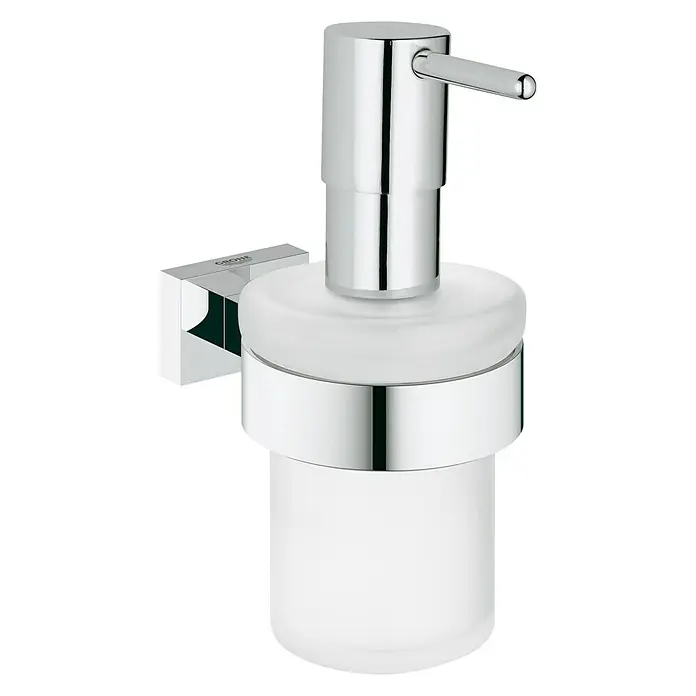 Grohe Essentials Cube Seifenspender - Mit Halterung, Chrom, Glänzend - Vorderansicht