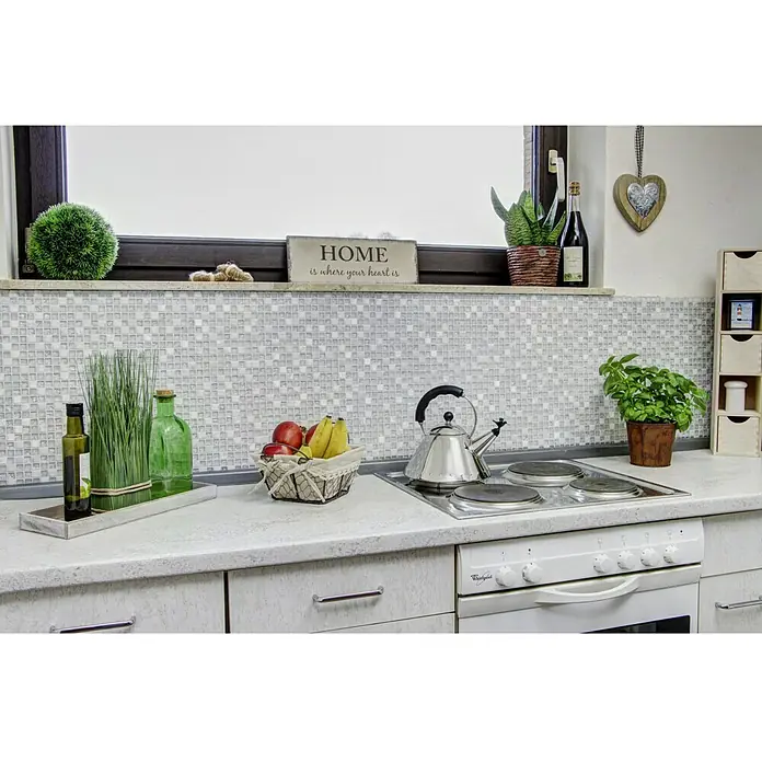 Mosaikfliese Quadrat Crystal Mix XIC 1011 - 30,5 x 30,5 cm, Weiß, Glänzend - Anwendungsbeispiel