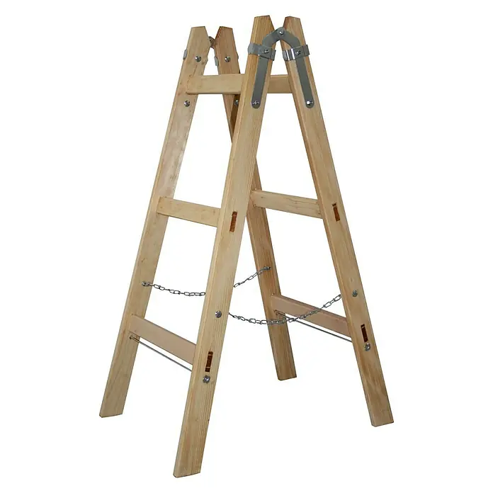 Sprossen-Doppelleiter - Höhe: 110 cm, Anzahl Tritte: 2 x 3 Sprossen, Holz
