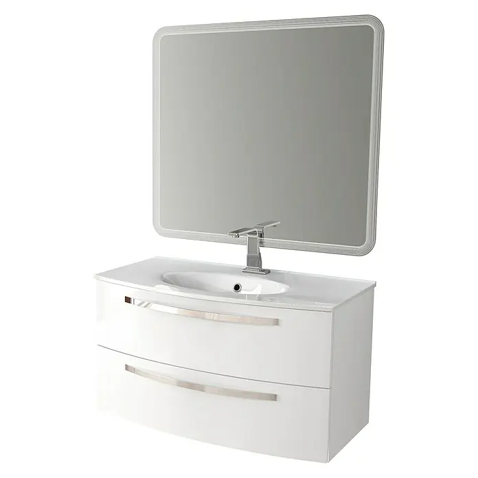 Baden Haus Badmöbel-Set Stella - 100 cm, Weiß, Glänzend