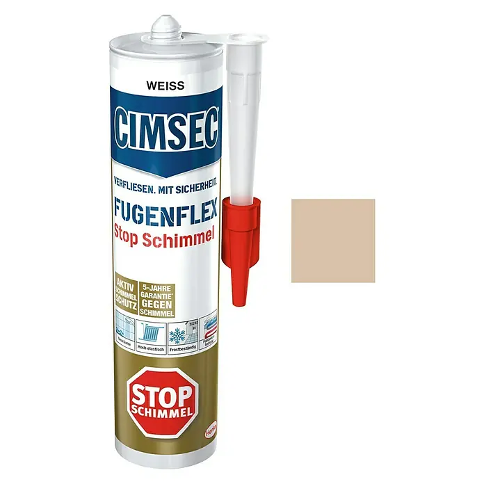 Cimsec Silikon-Dichtungsmasse Fugenflex Stop Schimmel - Bahama Beige, 300 ml