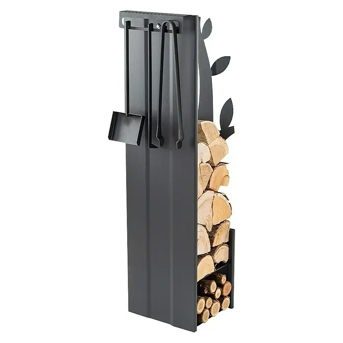 Holzkorb Albero Natt - 30 x 33 x 110 cm, Stahl, Schwarz