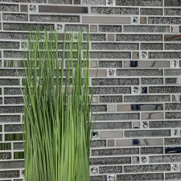 Mosaikfliese Crystal Mix XCM GV908 - 29,8 x 33,8 cm, Silber, Glänzend