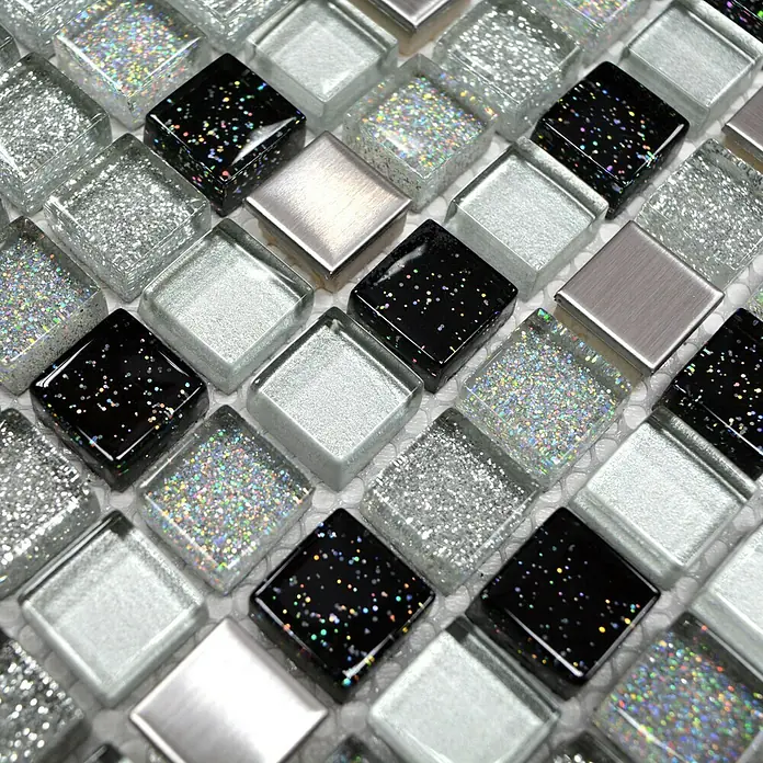 Mosaikfliese Crystal Mix XCE 88 - 30,5 x 32,2 cm, Silber, Glänzend