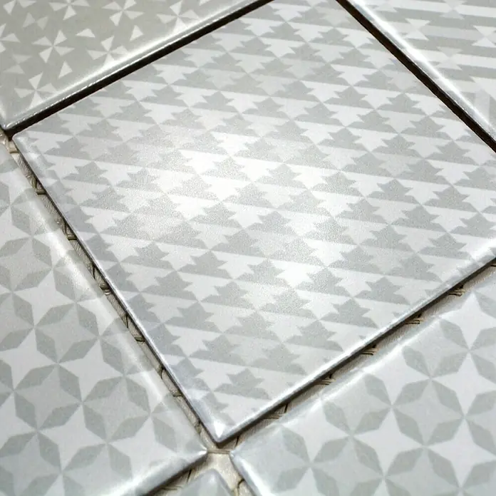 Mosaikfliese Quadrat Geo Grey GEOG - 29,8 x 29,8 cm, Grau, Glänzend