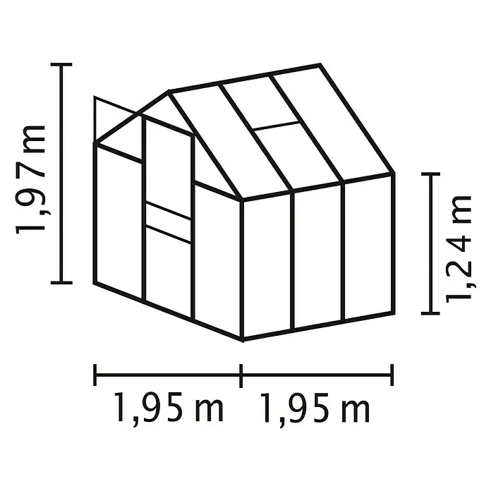 Vitavia Gewächshaus Venus 3800 - 1,95 x 1,95 x 1,97 m, Farbe: Silbergrau, Polycarbonat, 4 mm