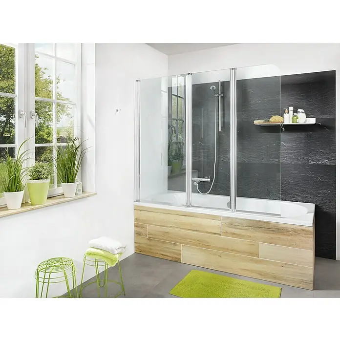 Camargue Badewannenaufsatz - 3 -tlg., 155 x 140 cm, Klarglas