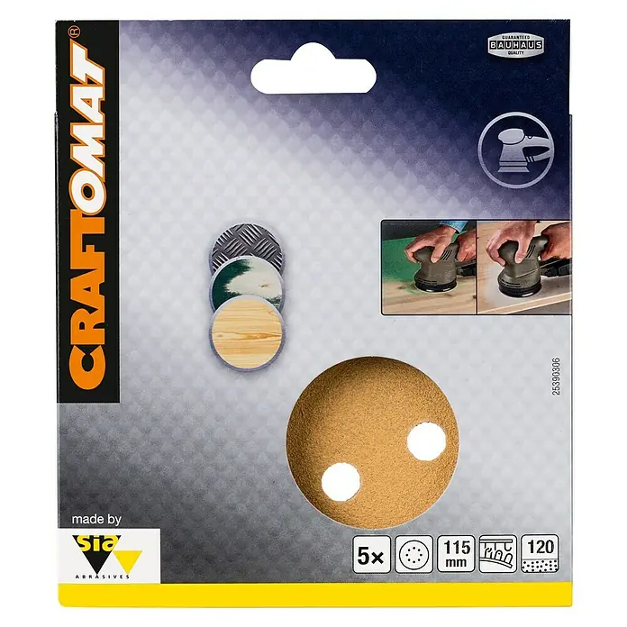 Craftomat Listovi za brusilicu BFWP - Promjer: 115 mm, Granulacija: 120, Izbušeno - Pogled sprijeda
