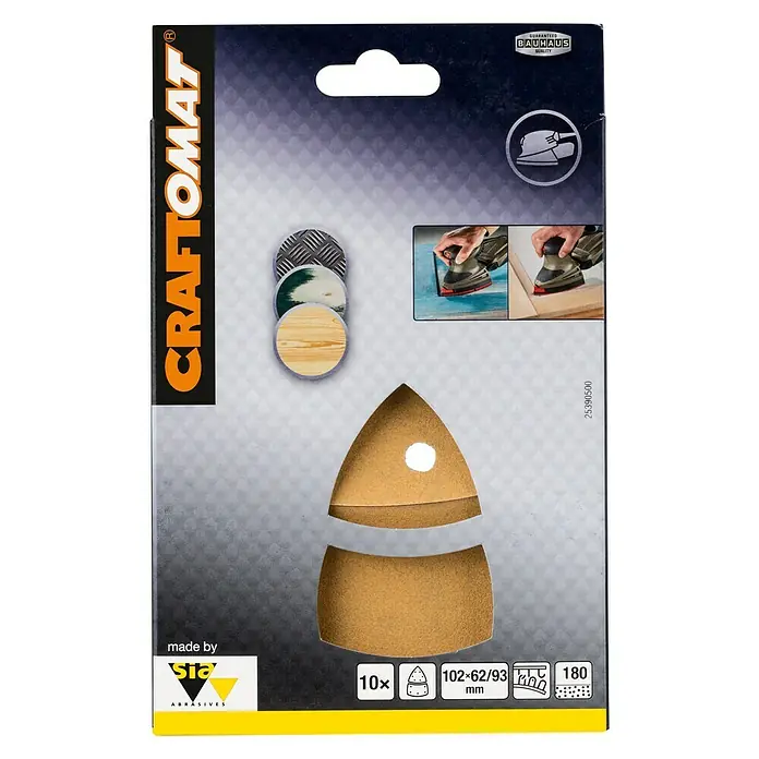 Craftomat Listovi za brusilicu BFWP - D x Š: 102 x 62 mm, Granulacija: 180, 10 Kom. - Pogled sprijeda