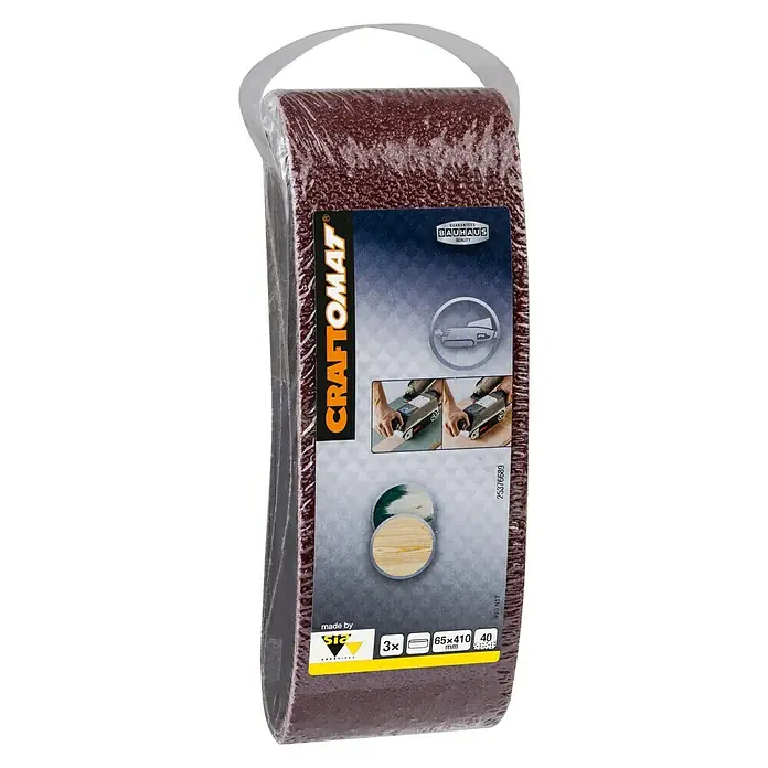 Craftomat Brusni remen BFWP - D x Š: 410 x 65 mm, Granulacija: 40, 3 Kom. - Pogled s desne strane