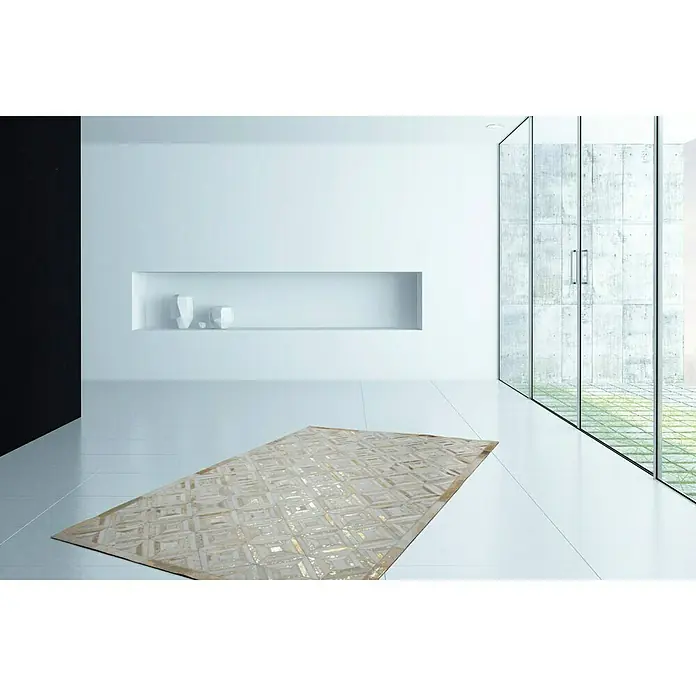 Kayoom Echtlederteppich Dazzle - Elfenbein, Gold, L x B: 150 x 80 cm, 100 % Leder - Stimmungsaufnahme