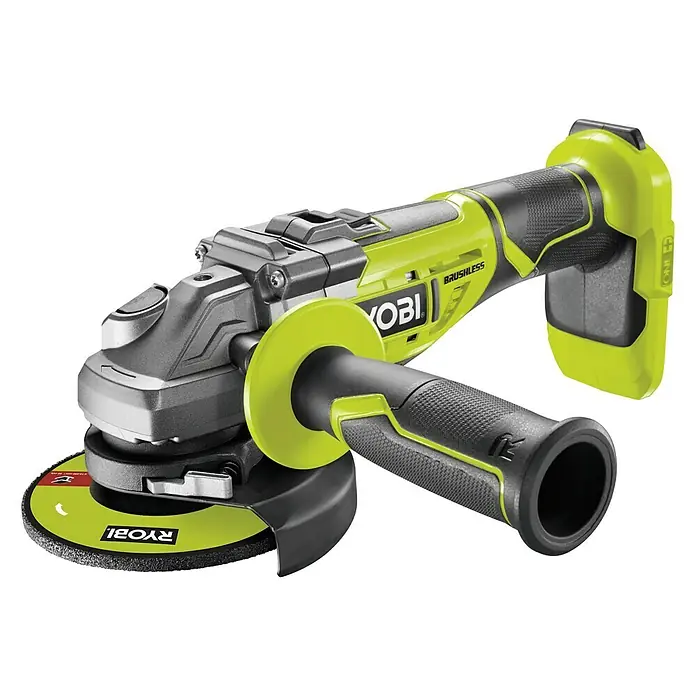 Ryobi ONE+ Akku-Winkelschleifer R18AG7-0 - 18 V, Ohne Akku, Leerlaufdrehzahl: 11.000 U/min - Vorderansicht