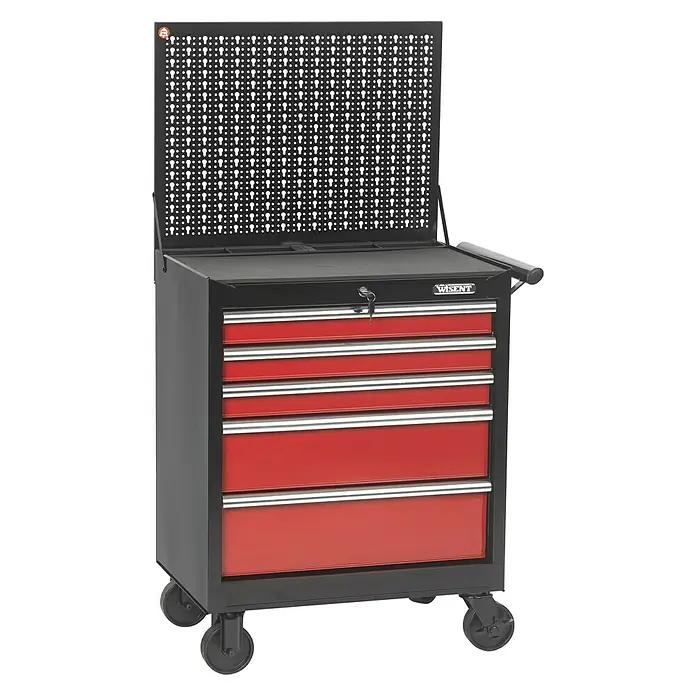 Wisent Werkplaatswagen - l x b x h: 48 x 75,4 x 137,1 cm, Aantal schuifladen: 5 st., 97-delige gereedschapsset