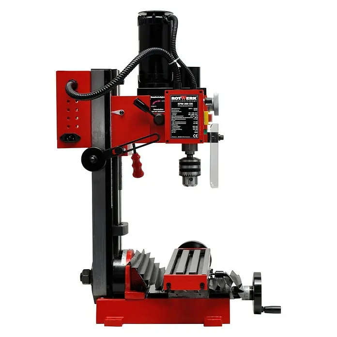 Rotwerk Bohr- & Fräsmaschine EFM 200DS - 350 W, 150 U/min - 2.500 U/min, Spannweite Bohrfutter: 1 mm - 13 mm, Größe Arbeitstisch: 390 x 95 mm - Vorderansicht