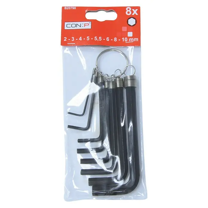 Set de llaves Allen - 8 pzs., Ancho de llave: 2 - 10 mm, Negro