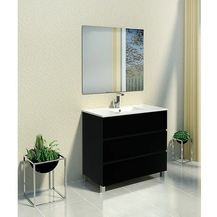Conjunto de mueble de baño Patri - 80 cm, 3 piezas, Negro