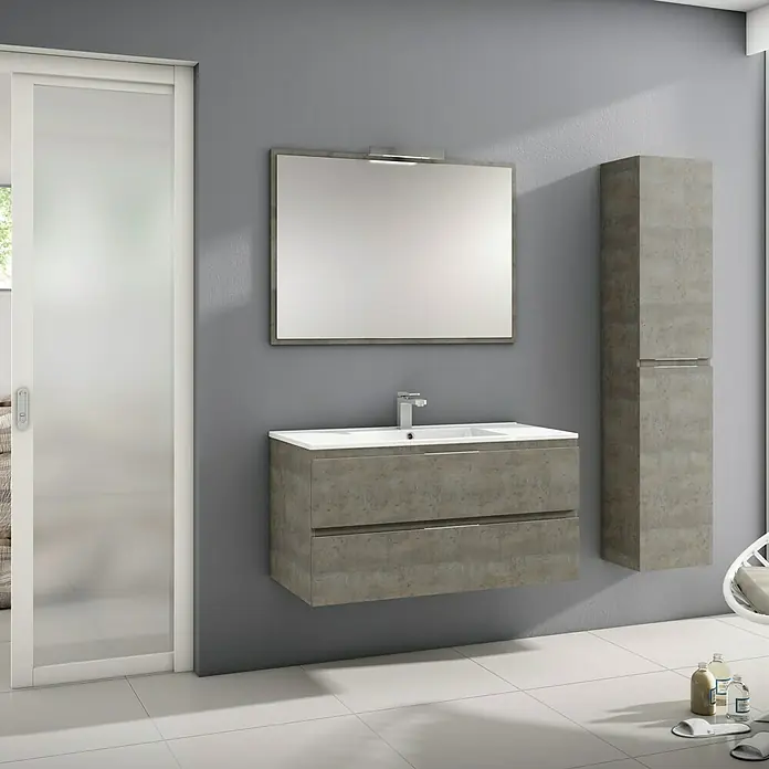 Camargue Mueble de lavabo Módena - L x An x Al: 45 x 80 x 50 cm, Nebraska gris, Mate