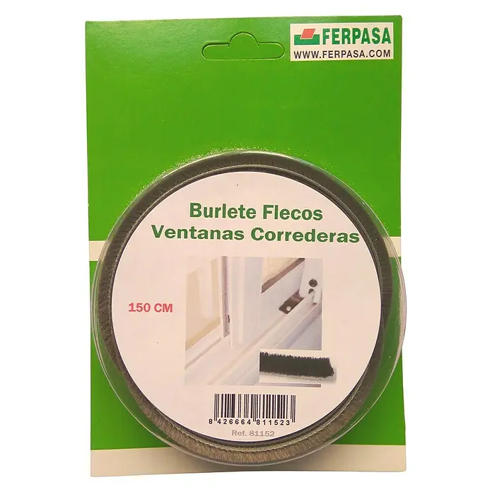 Burlete para ventanas correderas - Gris, Largo: 150 cm