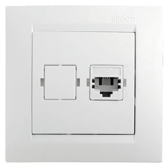 Simon 15 Toma de teléfono - Blanco, En pared