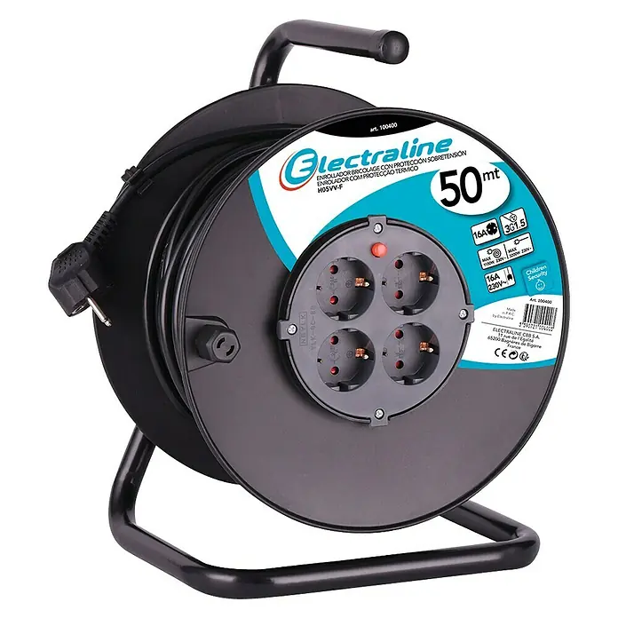 Electraline Enrollacables HO5 VV-F - 50 m, Para interior, H05VV-F3G1,5