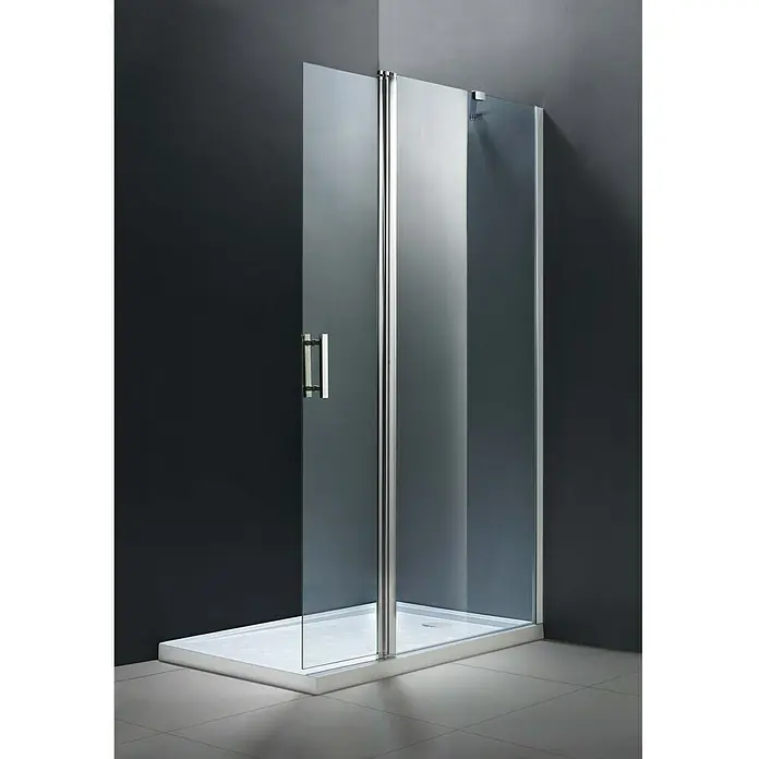 Mampara de ducha fija Toke transparente - An x Al: 140 x 195 cm, 6 mm, Cromo