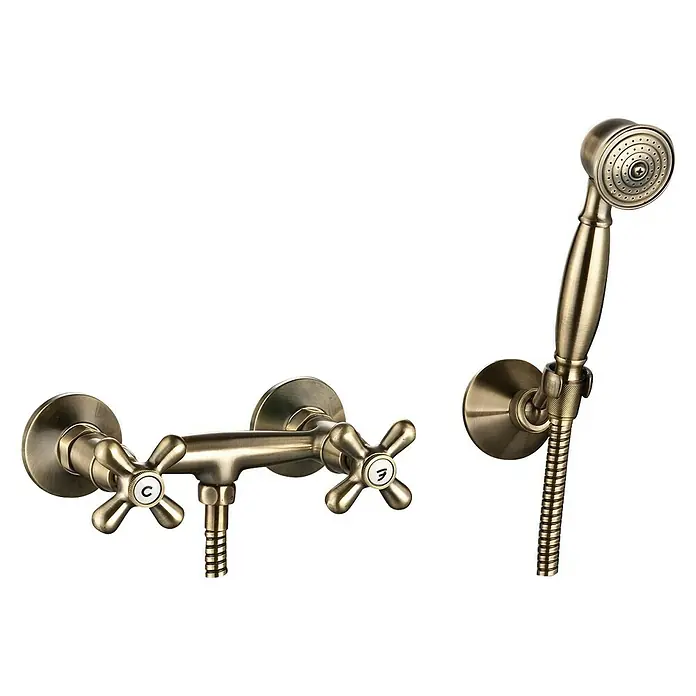 Rousseau Retrosol Grifo de ducha bimando - Bronce, Cepillado