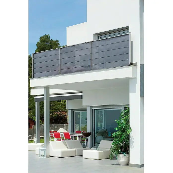 Malla de ocultación Vip - Efecto aluminio, Antracita, L x Al: 5 x 1 m