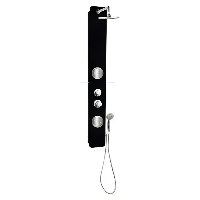 Rousseau Panel de ducha Midtime 2 - Altura: 150 cm, Con grifo monomando, Negro