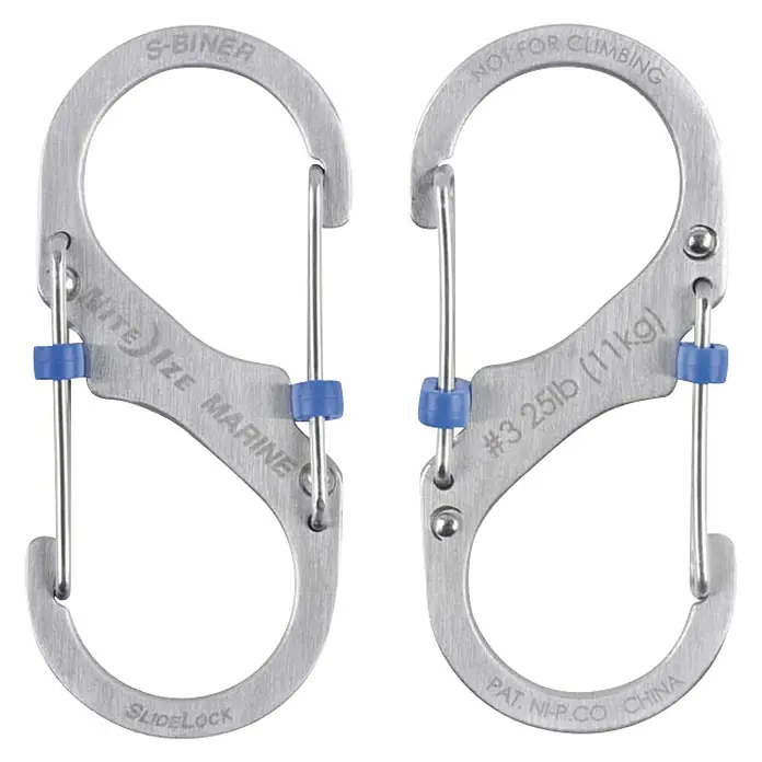 Nite Ize Mosquetón doble S-Biner Marine SlideLock - L x An: 104 x 13 mm, Acero inoxidable, Plateado