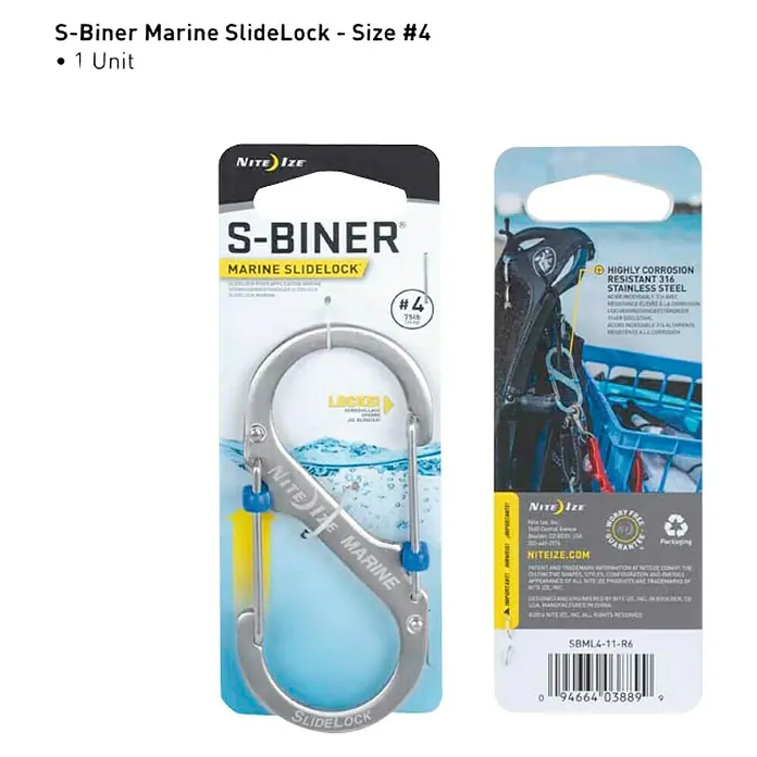 Nite Ize Doppelkarabiner S-Biner Marine SlideLock - L x B: 127 x 13 mm, Edelstahl, Silber