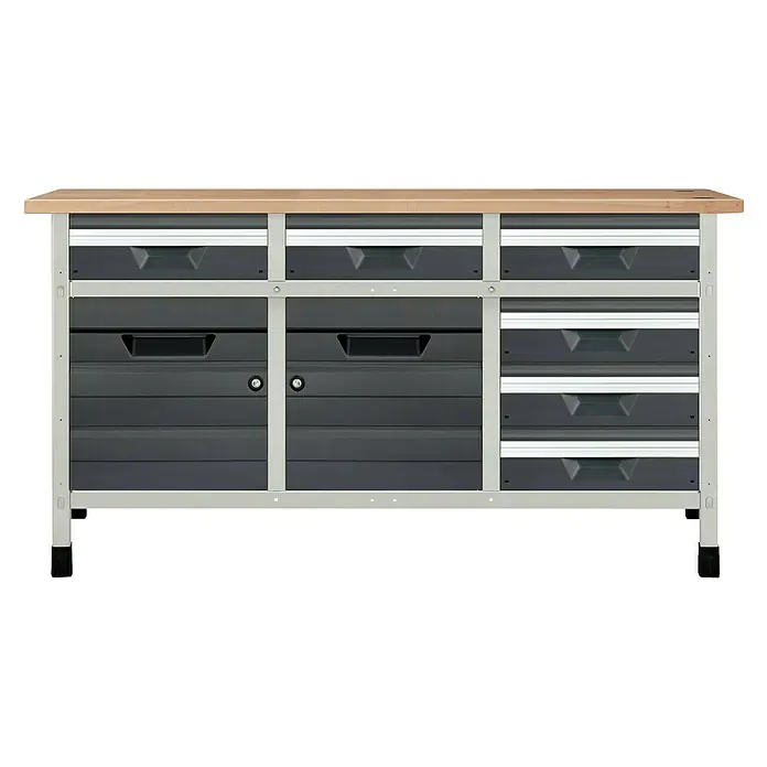 Wolfcraft Banco de trabajo 1610 - 5 - L x An x Al: 65 x 161 x 86 cm, Número de cajones: 6 ud.