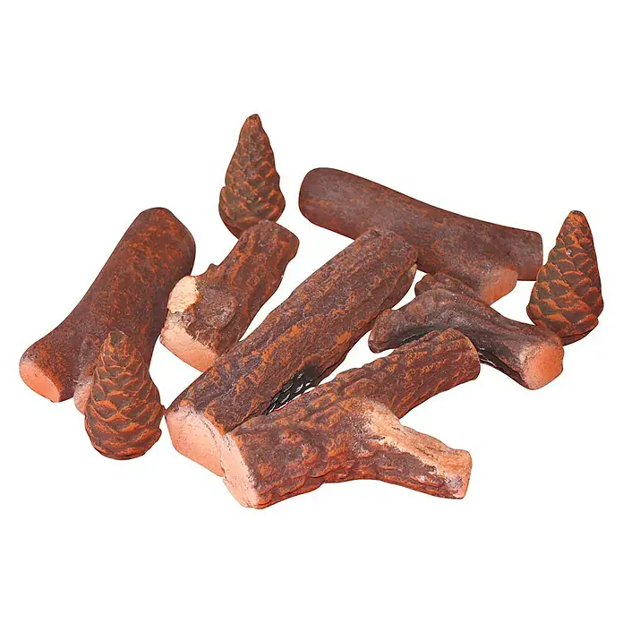 Purline Troncos decorativos de cerámica para Biochimeneas - 9 ud., Cerámica