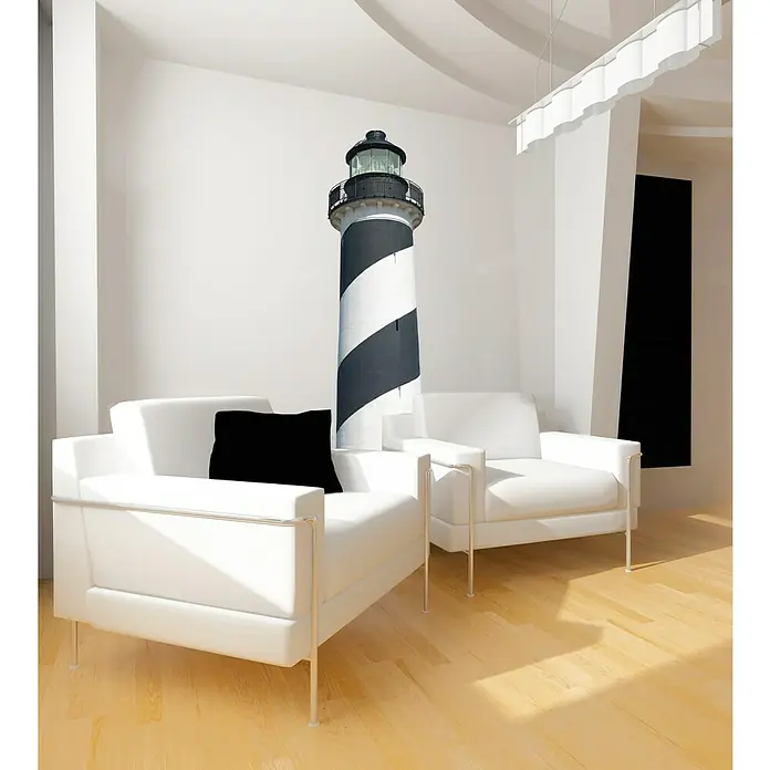 Vinilo de pared Cape - Faro azul, Blanco/Azul, 57,5 x 169 cm, 1 pieza