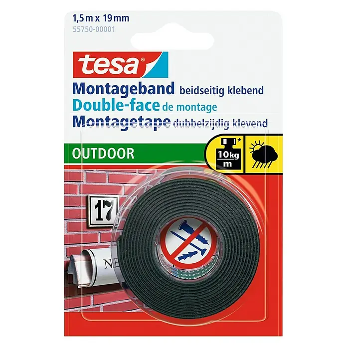 Tesa Powerbond Cinta de doble cara Outdoor - 1,5 m x 19 mm