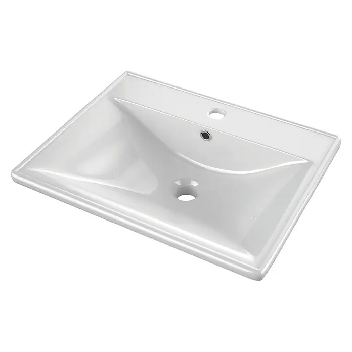 Lavabo Nix - 51 x 39 cm, Orificios para grifo: Medio, Con desbordamiento, Blanco