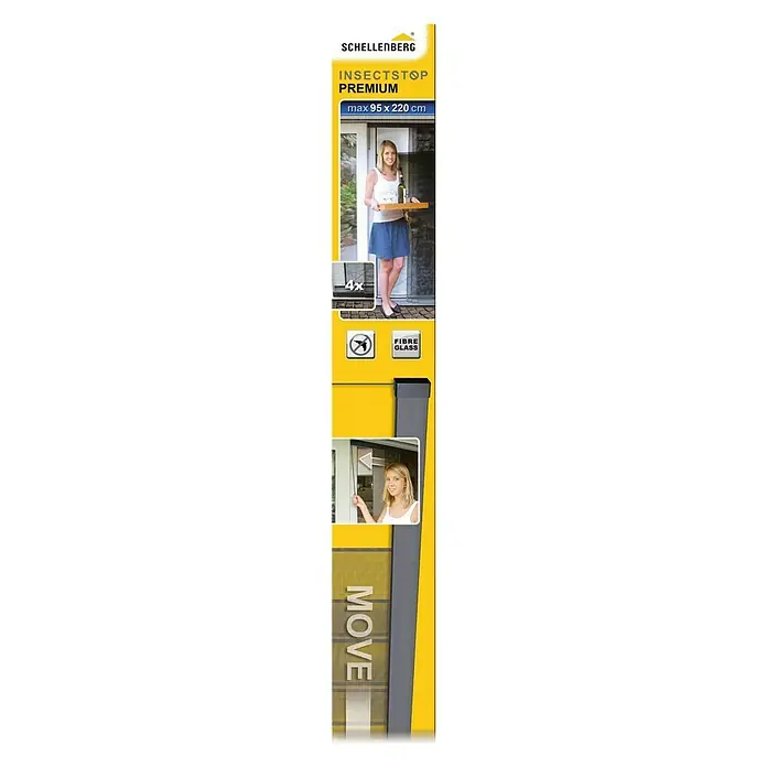 Schellenberg Insect Stop Mosquitera Premium - An x Al: 95 x 220 cm, Color tejido: Antracita, Puertas