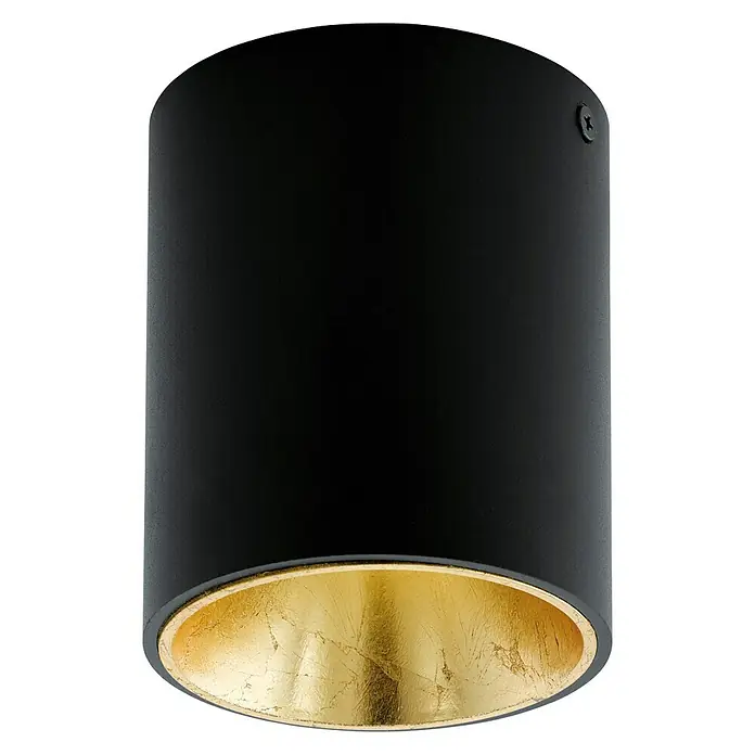Eglo Plafón LED redondo Polasso - 3,3 W, Ø x Al: 100 mm x 120 cm, Negro/Dorado, Blanco cálido