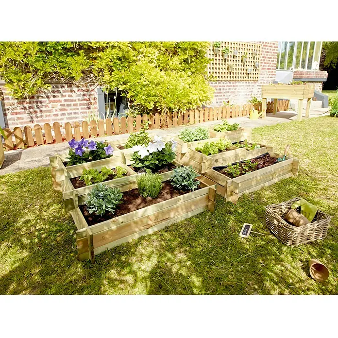 Forest-Style Huerto urbano Angelic - L x An x Al: 100 x 100 x 40 cm, 187 l, Natural