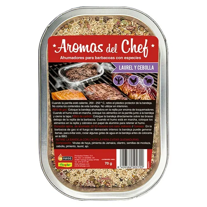 Caja ahumadora laurel y cebolla - 70 g, Apto para: Barbacoas