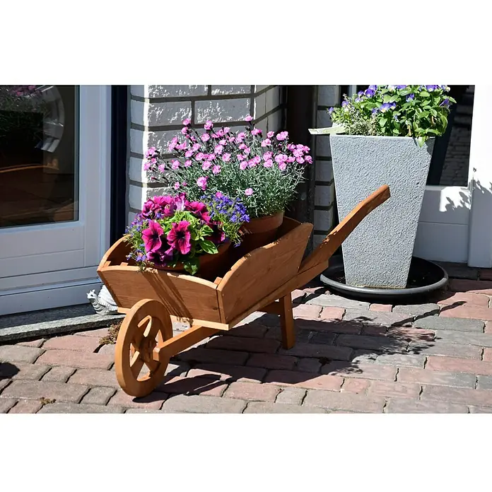 Dobar Pflanzschubkarre - 130 x 40 x 40 cm, Braun, Massivholz - Stimmungsaufnahme