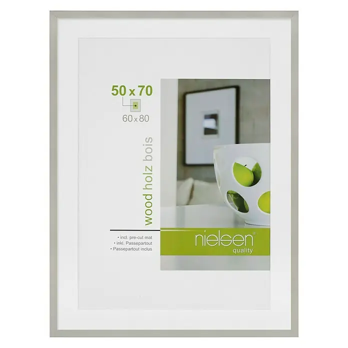 Nielsen Bilderrahmen Apollo - Silber, 60 x 80 cm, Holz - Vorderansicht