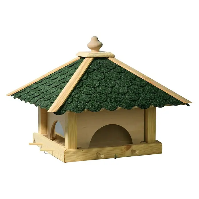 Dobar Vogelhaus - 49 x 49 x 36 cm, Natur/Grün, Holz - Rechte Seitenansicht