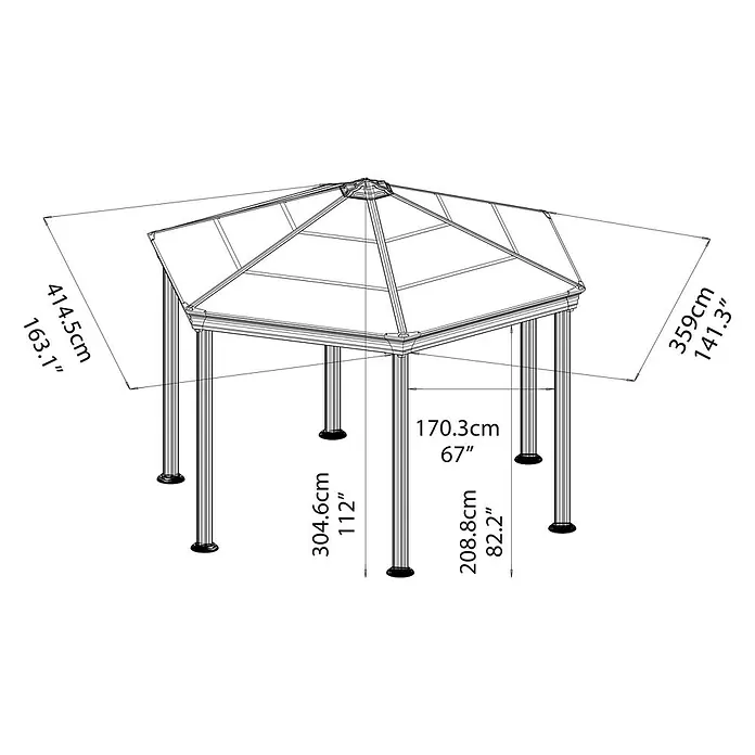 Palram – Canopia Pavillon Roma - 4,15 x 3,59 x 3,05 m, Anthrazit