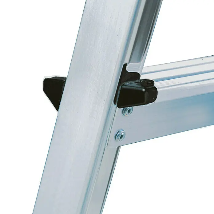 Krause Monto Stufen-Doppelleiter Dopplo - Arbeitshöhe: 2,4 m, Anzahl Tritte: 2 x 4 Stufen, Tiefe Stufen: 80 mm, Aluminium - Detailaufnahme