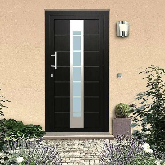 Solid Elements Kunststoffhaustür KT-448 - 110 x 210 cm, DIN Anschlag: Links, Anthrazit/Weiß - Anwendungsbeispiel