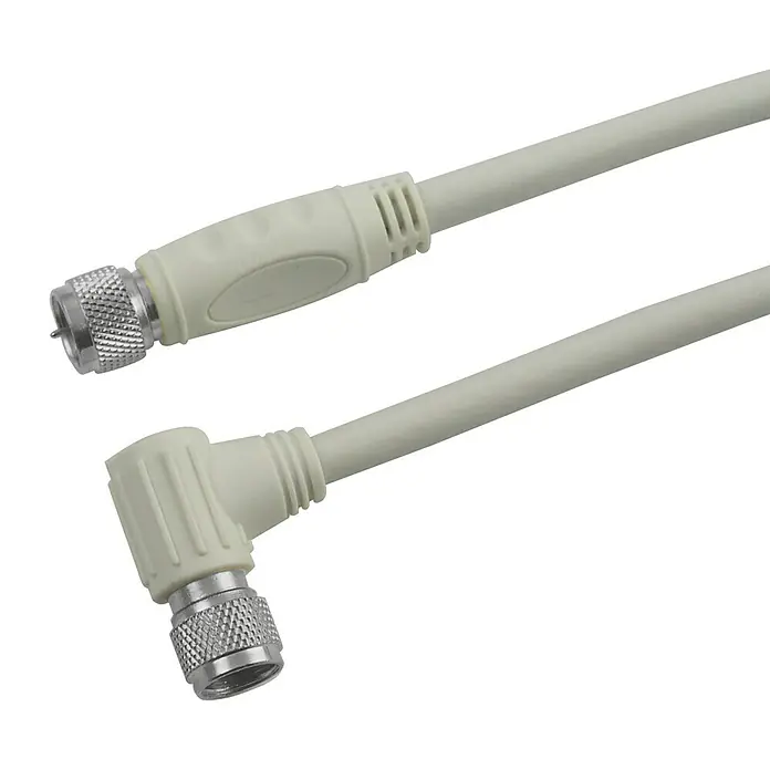 Schwaiger Priključni kabel za satelitsku antenu - 1,5 m, Bijele boje, 110 dB, Jednostrano savijeno pod 90° - Pogled sprijeda