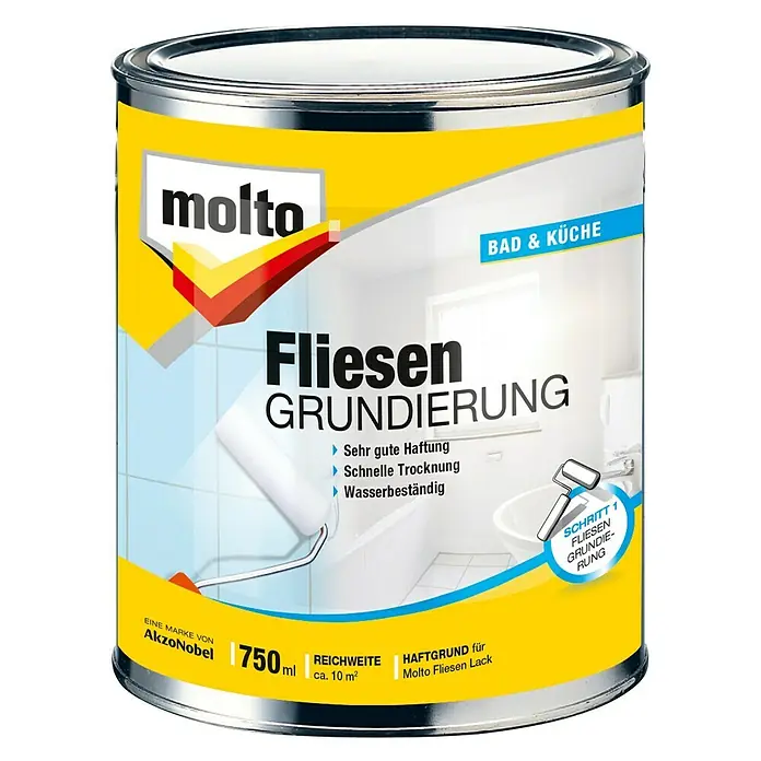 Molto Fliesengrundierung 1K Fliesen-Grund Creativ - Weiß, 750 ml - Vorderansicht